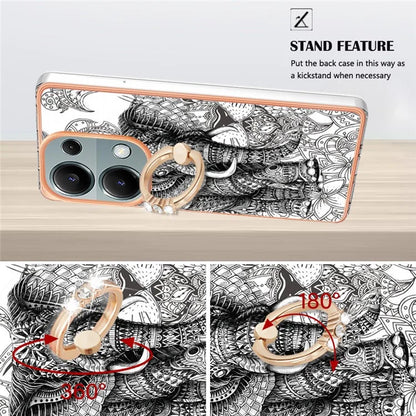 YB IMD Series-20 Style D for Xiaomi Redmi Note 13 Pro 4G / Poco M6 Pro 4G TPU Case Ring Kickstand 2.0mm Back Cover
