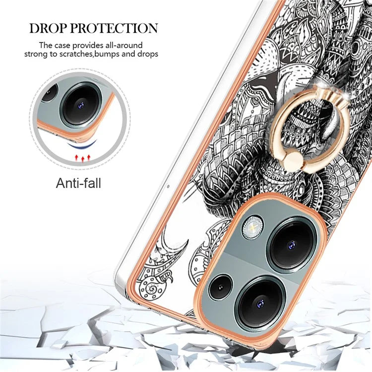 YB IMD Series-20 Style D for Xiaomi Redmi Note 13 Pro 4G / Poco M6 Pro 4G TPU Case Ring Kickstand 2.0mm Back Cover