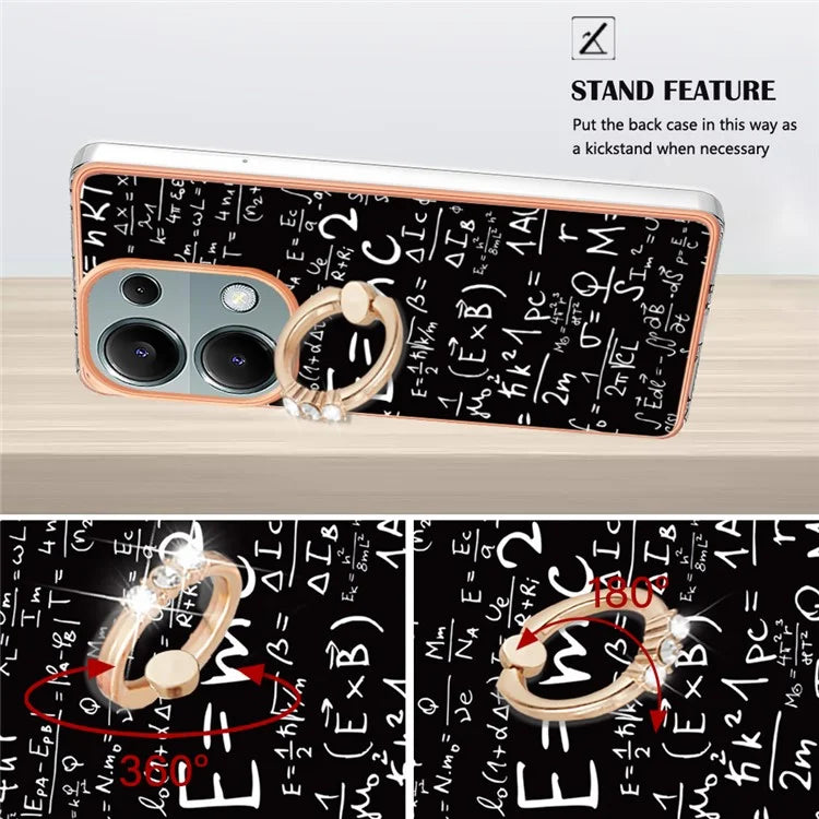YB IMD Series-20 Style D for Xiaomi Redmi Note 13 Pro 4G / Poco M6 Pro 4G TPU Case Ring Kickstand 2.0mm Back Cover