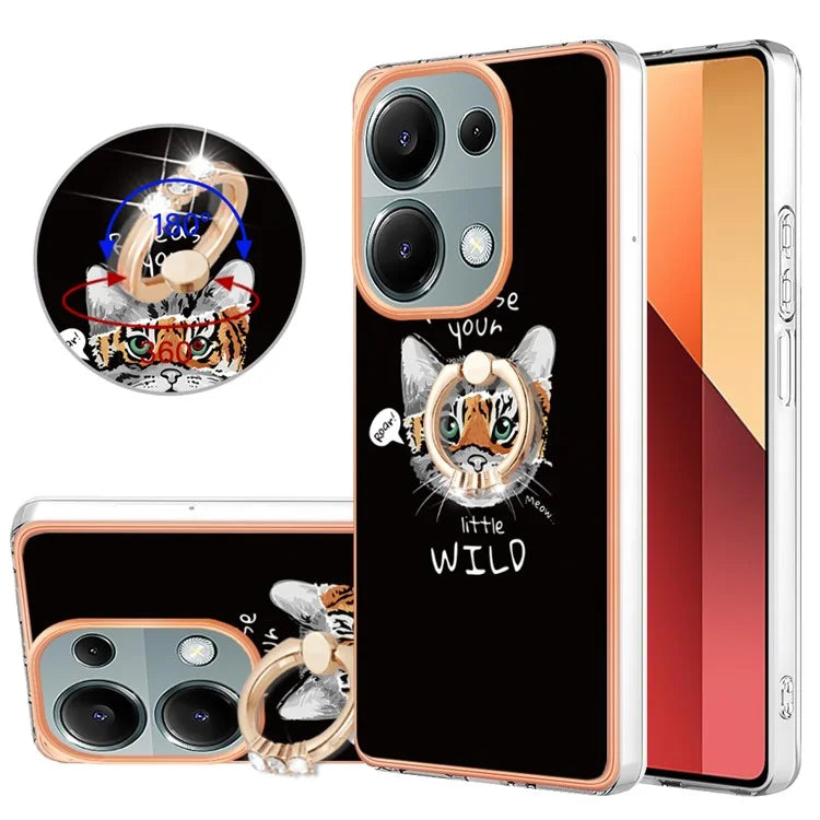 YB IMD Series-20 Style D for Xiaomi Redmi Note 13 Pro 4G / Poco M6 Pro 4G TPU Case Ring Kickstand 2.0mm Back Cover