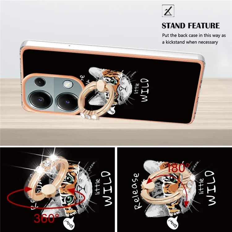 YB IMD Series-20 Style D for Xiaomi Redmi Note 13 Pro 4G / Poco M6 Pro 4G TPU Case Ring Kickstand 2.0mm Back Cover