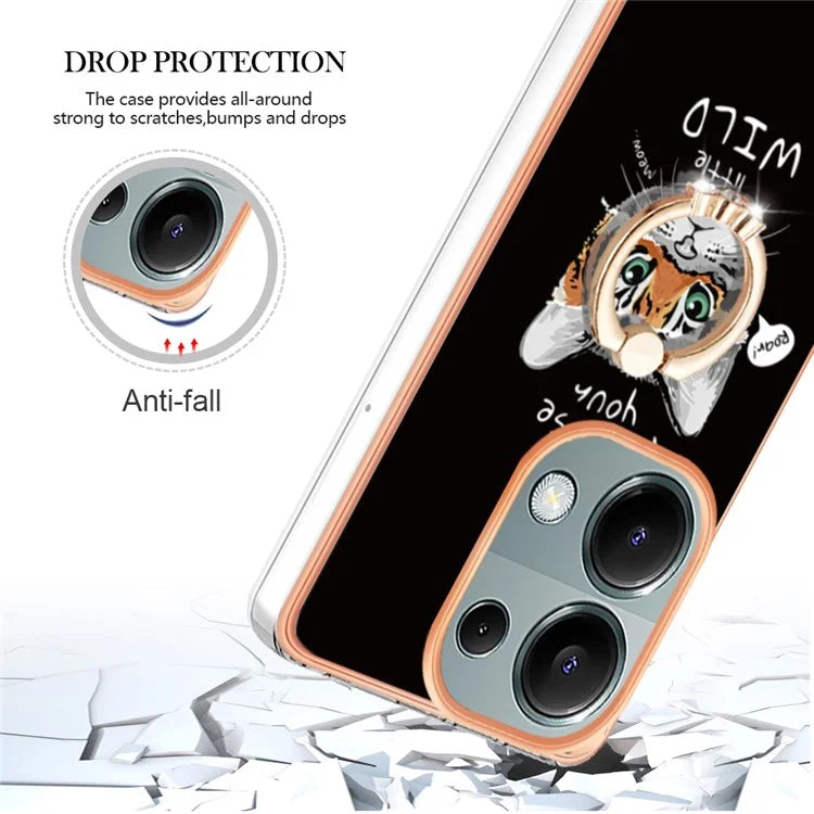 YB IMD Series-20 Style D for Xiaomi Redmi Note 13 Pro 4G / Poco M6 Pro 4G TPU Case Ring Kickstand 2.0mm Back Cover