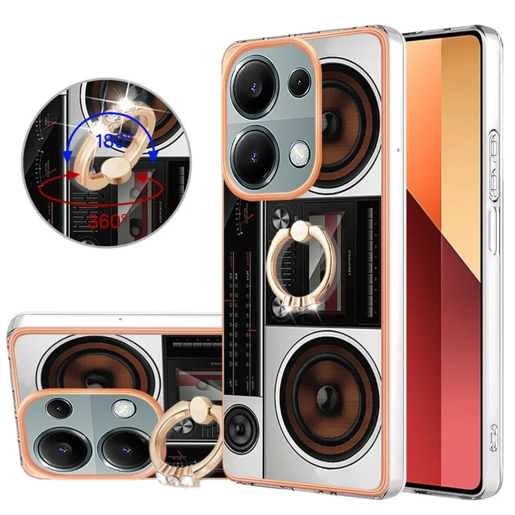 YB IMD Series-20 Style D for Xiaomi Redmi Note 13 Pro 4G / Poco M6 Pro 4G TPU Case Ring Kickstand 2.0mm Back Cover