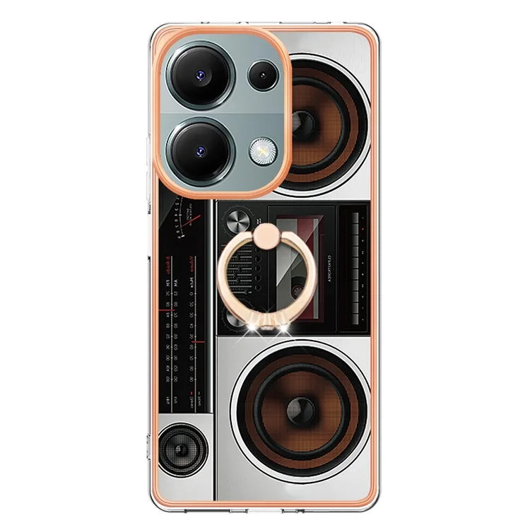 YB IMD Series-20 Style D for Xiaomi Redmi Note 13 Pro 4G / Poco M6 Pro 4G TPU Case Ring Kickstand 2.0mm Back Cover