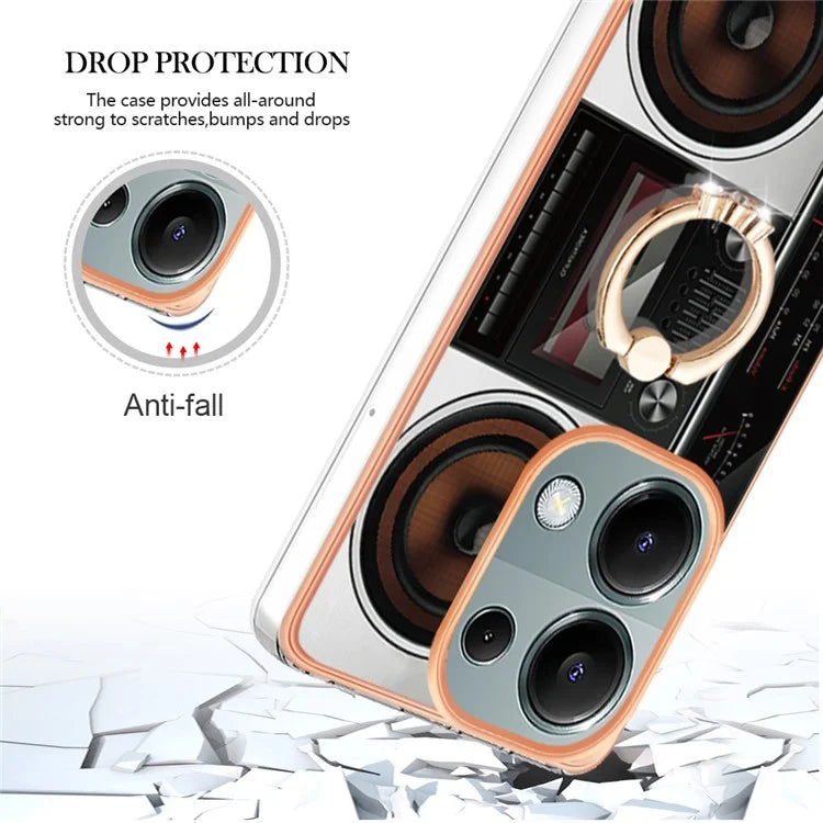 YB IMD Series-20 Style D for Xiaomi Redmi Note 13 Pro 4G / Poco M6 Pro 4G TPU Case Ring Kickstand 2.0mm Back Cover