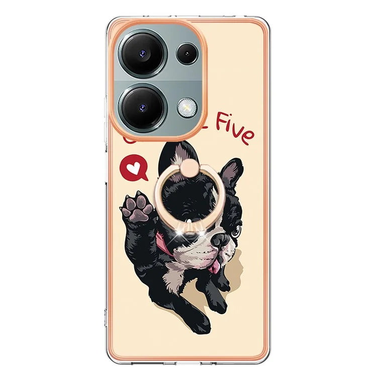 YB IMD Series-20 Style D for Xiaomi Redmi Note 13 Pro 4G / Poco M6 Pro 4G TPU Case Ring Kickstand 2.0mm Back Cover
