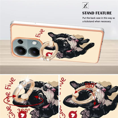 YB IMD Series-20 Style D for Xiaomi Redmi Note 13 Pro 4G / Poco M6 Pro 4G TPU Case Ring Kickstand 2.0mm Back Cover