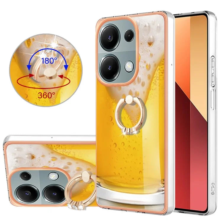 YB IMD Series-20 Style D for Xiaomi Redmi Note 13 Pro 4G / Poco M6 Pro 4G TPU Case Ring Kickstand 2.0mm Back Cover