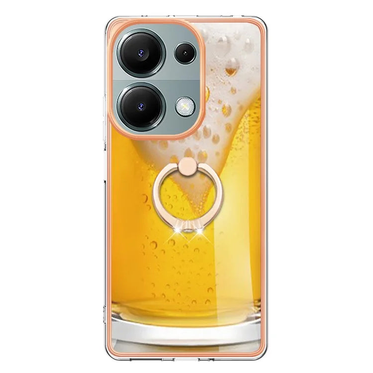YB IMD Series-20 Style D for Xiaomi Redmi Note 13 Pro 4G / Poco M6 Pro 4G TPU Case Ring Kickstand 2.0mm Back Cover