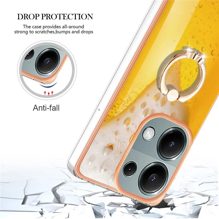 YB IMD Series-20 Style D for Xiaomi Redmi Note 13 Pro 4G / Poco M6 Pro 4G TPU Case Ring Kickstand 2.0mm Back Cover
