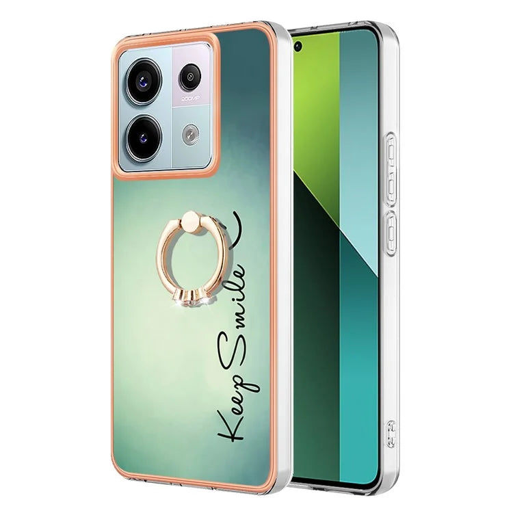 YB IMD Series-20 Style D for Xiaomi Redmi Note 13 Pro 5G / Poco X6 5G Case 2.0mm TPU Ring Kickstand Phone Cover