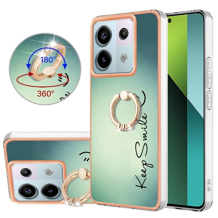 YB IMD Series-20 Style D for Xiaomi Redmi Note 13 Pro 5G / Poco X6 5G Case 2.0mm TPU Ring Kickstand Phone Cover