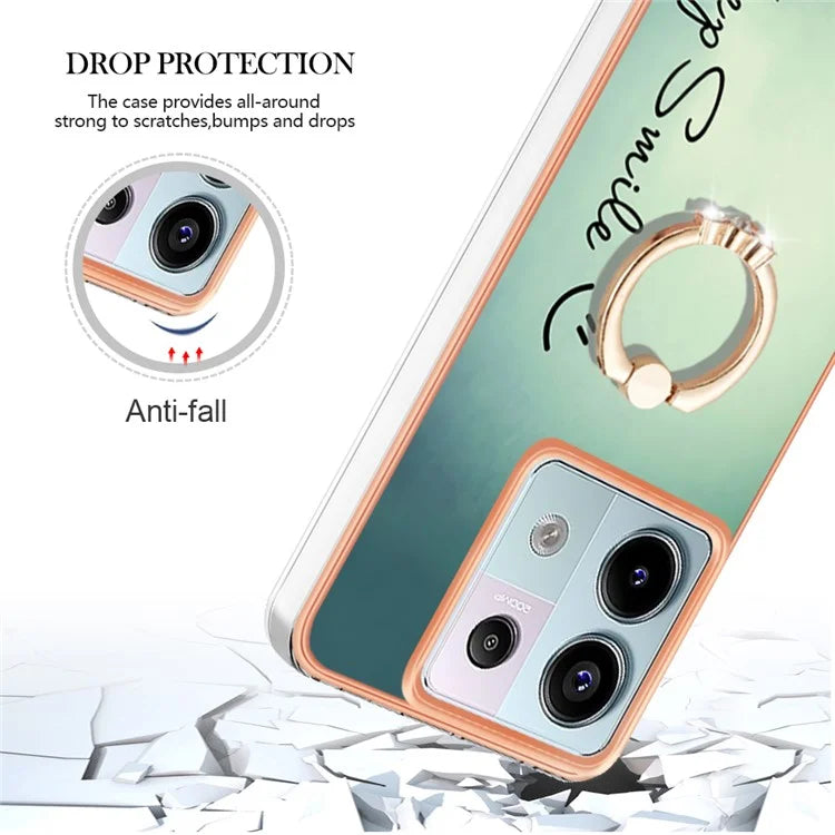 YB IMD Series-20 Style D for Xiaomi Redmi Note 13 Pro 5G / Poco X6 5G Case 2.0mm TPU Ring Kickstand Phone Cover