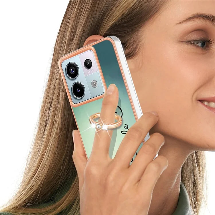 YB IMD Series-20 Style D for Xiaomi Redmi Note 13 Pro 5G / Poco X6 5G Case 2.0mm TPU Ring Kickstand Phone Cover