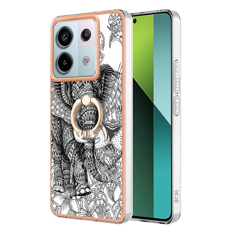 YB IMD Series-20 Style D for Xiaomi Redmi Note 13 Pro 5G / Poco X6 5G Case 2.0mm TPU Ring Kickstand Phone Cover