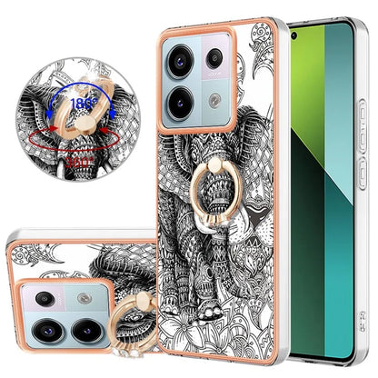 YB IMD Series-20 Style D for Xiaomi Redmi Note 13 Pro 5G / Poco X6 5G Case 2.0mm TPU Ring Kickstand Phone Cover