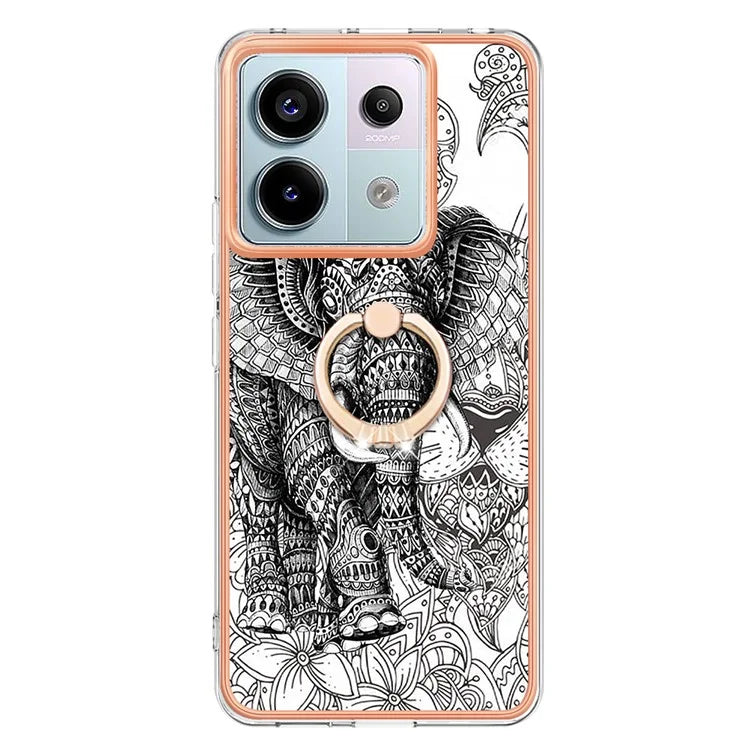 YB IMD Series-20 Style D for Xiaomi Redmi Note 13 Pro 5G / Poco X6 5G Case 2.0mm TPU Ring Kickstand Phone Cover