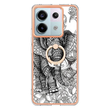 YB IMD Series-20 Style D for Xiaomi Redmi Note 13 Pro 5G / Poco X6 5G Case 2.0mm TPU Ring Kickstand Phone Cover