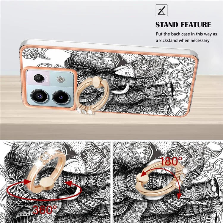 YB IMD Series-20 Style D for Xiaomi Redmi Note 13 Pro 5G / Poco X6 5G Case 2.0mm TPU Ring Kickstand Phone Cover