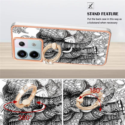 YB IMD Series-20 Style D for Xiaomi Redmi Note 13 Pro 5G / Poco X6 5G Case 2.0mm TPU Ring Kickstand Phone Cover