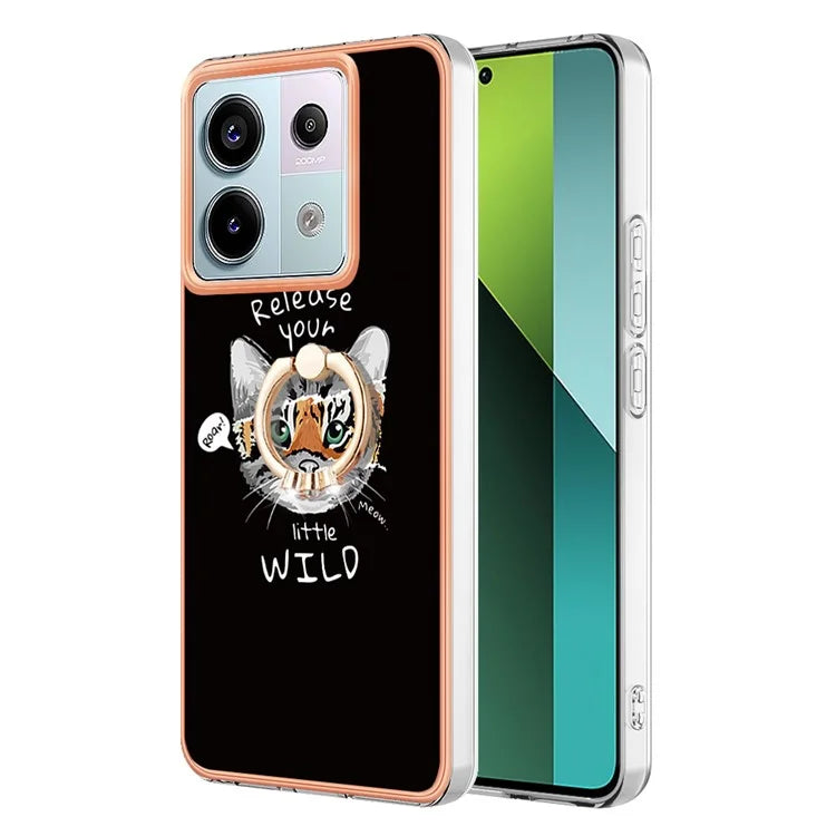 YB IMD Series-20 Style D for Xiaomi Redmi Note 13 Pro 5G / Poco X6 5G Case 2.0mm TPU Ring Kickstand Phone Cover