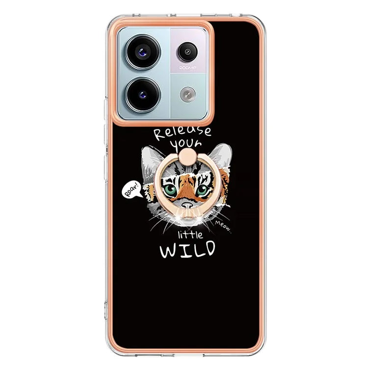 YB IMD Series-20 Style D for Xiaomi Redmi Note 13 Pro 5G / Poco X6 5G Case 2.0mm TPU Ring Kickstand Phone Cover