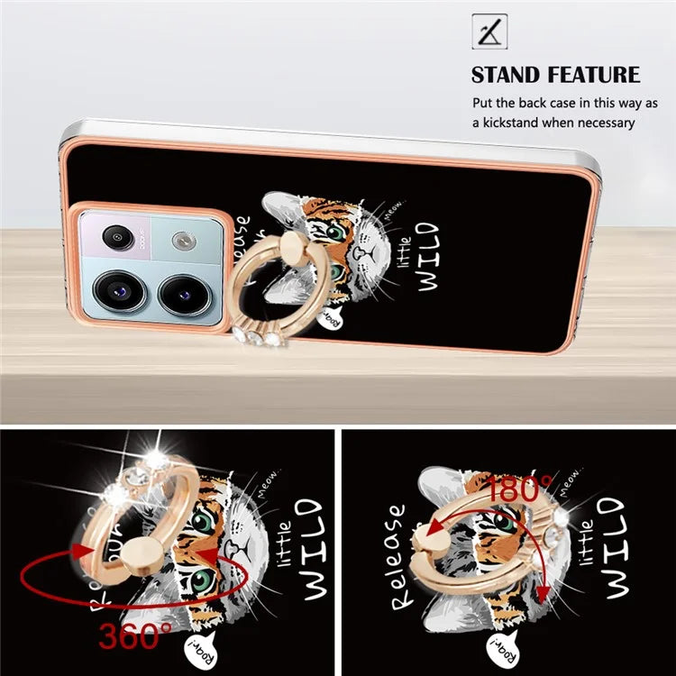 YB IMD Series-20 Style D for Xiaomi Redmi Note 13 Pro 5G / Poco X6 5G Case 2.0mm TPU Ring Kickstand Phone Cover