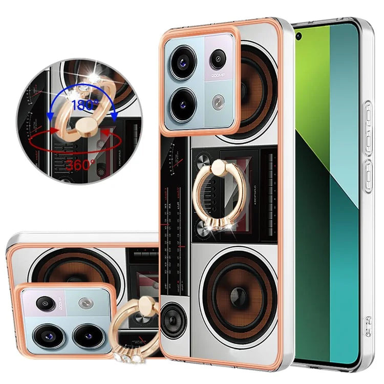 YB IMD Series-20 Style D for Xiaomi Redmi Note 13 Pro 5G / Poco X6 5G Case 2.0mm TPU Ring Kickstand Phone Cover