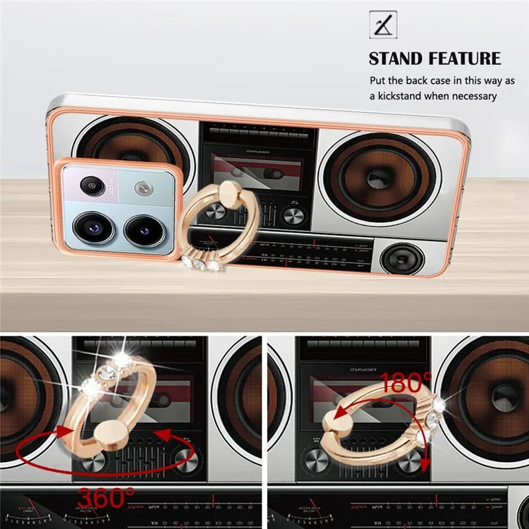 YB IMD Series-20 Style D for Xiaomi Redmi Note 13 Pro 5G / Poco X6 5G Case 2.0mm TPU Ring Kickstand Phone Cover