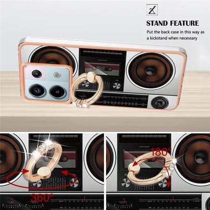 YB IMD Series-20 Style D for Xiaomi Redmi Note 13 Pro 5G / Poco X6 5G Case 2.0mm TPU Ring Kickstand Phone Cover