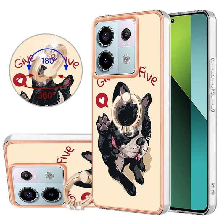 YB IMD Series-20 Style D for Xiaomi Redmi Note 13 Pro 5G / Poco X6 5G Case 2.0mm TPU Ring Kickstand Phone Cover