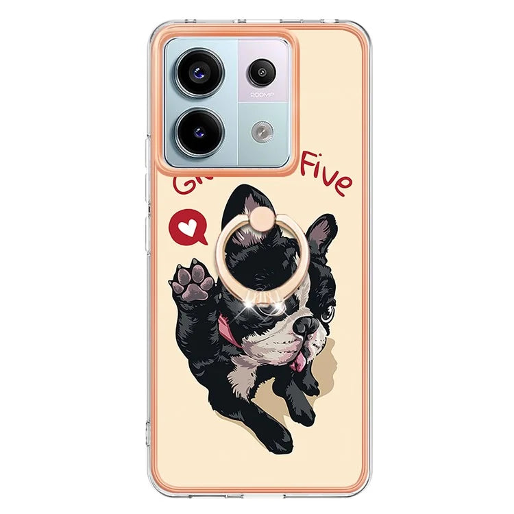 YB IMD Series-20 Style D for Xiaomi Redmi Note 13 Pro 5G / Poco X6 5G Case 2.0mm TPU Ring Kickstand Phone Cover