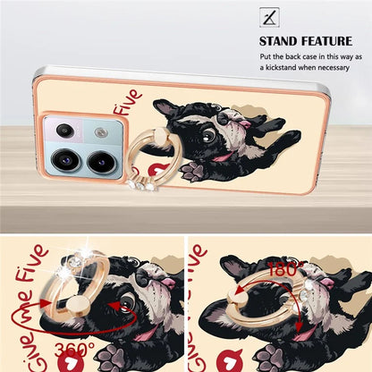 YB IMD Series-20 Style D for Xiaomi Redmi Note 13 Pro 5G / Poco X6 5G Case 2.0mm TPU Ring Kickstand Phone Cover