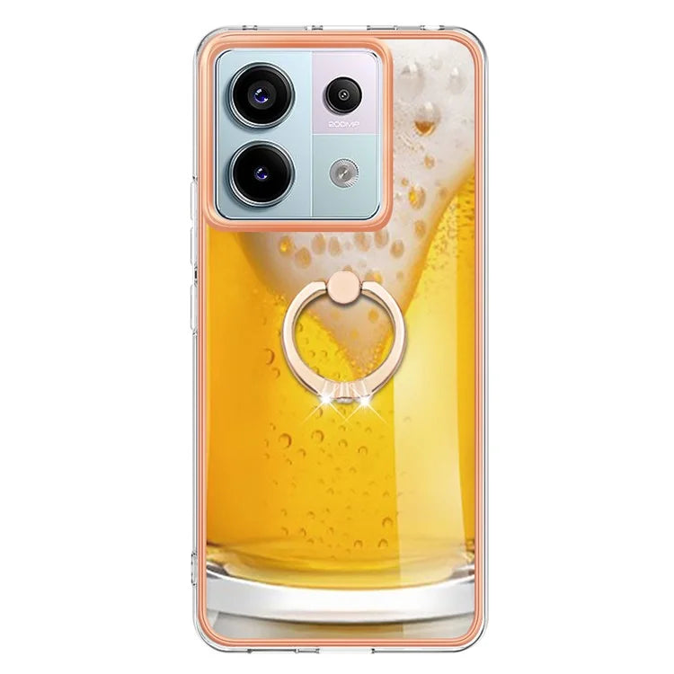 YB IMD Series-20 Style D for Xiaomi Redmi Note 13 Pro 5G / Poco X6 5G Case 2.0mm TPU Ring Kickstand Phone Cover