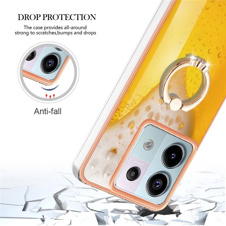 YB IMD Series-20 Style D for Xiaomi Redmi Note 13 Pro 5G / Poco X6 5G Case 2.0mm TPU Ring Kickstand Phone Cover