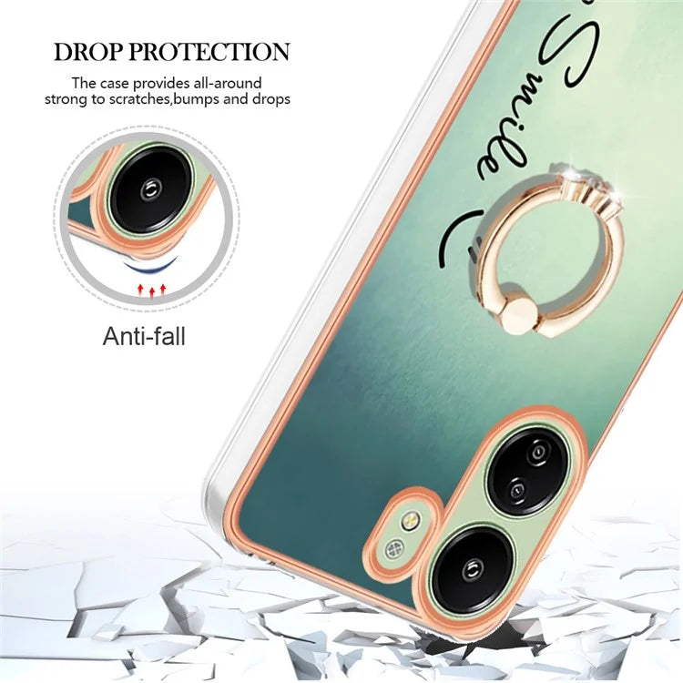 YB IMD Series-20 for Xiaomi Redmi 13C 4G / 13C 5G / 13R 5G / Poco M6 5G / Poco C65 4G TPU Back Case Ring Kickstand 2.0mm Cover
