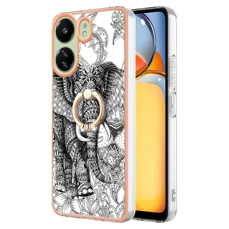 YB IMD Series-20 for Xiaomi Redmi 13C 4G / 13C 5G / 13R 5G / Poco M6 5G / Poco C65 4G TPU Back Case Ring Kickstand 2.0mm Cover