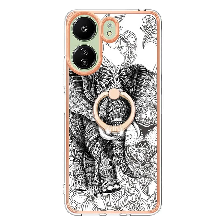 YB IMD Series-20 for Xiaomi Redmi 13C 4G / 13C 5G / 13R 5G / Poco M6 5G / Poco C65 4G TPU Back Case Ring Kickstand 2.0mm Cover