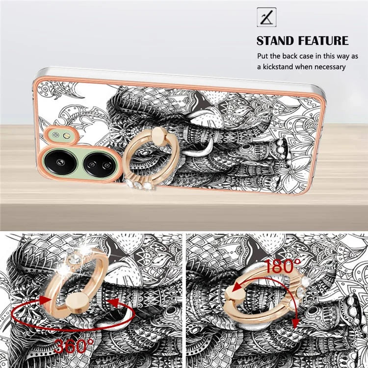 YB IMD Series-20 for Xiaomi Redmi 13C 4G / 13C 5G / 13R 5G / Poco M6 5G / Poco C65 4G TPU Back Case Ring Kickstand 2.0mm Cover