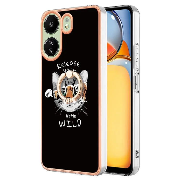 YB IMD Series-20 for Xiaomi Redmi 13C 4G / 13C 5G / 13R 5G / Poco M6 5G / Poco C65 4G TPU Back Case Ring Kickstand 2.0mm Cover
