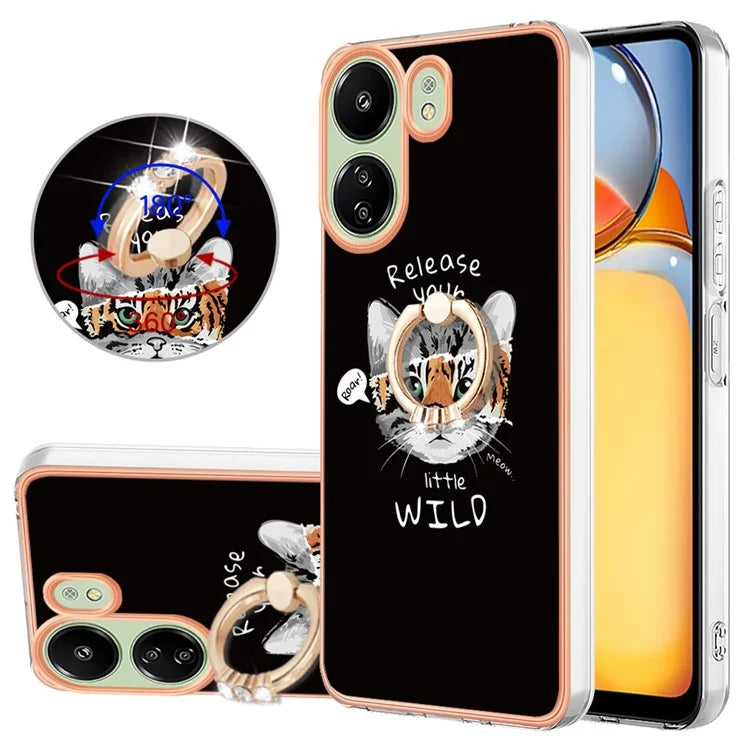 YB IMD Series-20 for Xiaomi Redmi 13C 4G / 13C 5G / 13R 5G / Poco M6 5G / Poco C65 4G TPU Back Case Ring Kickstand 2.0mm Cover