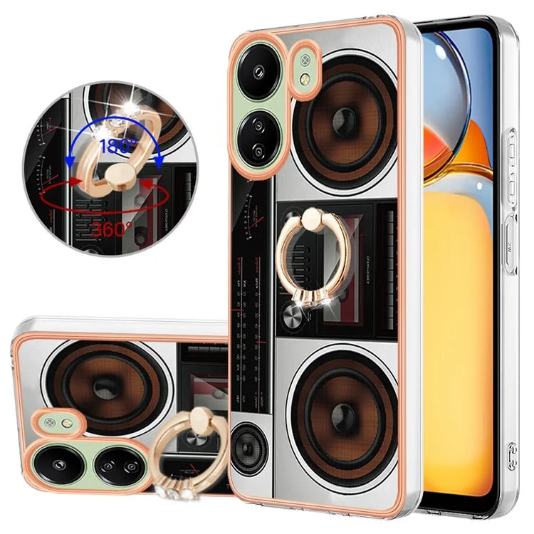 YB IMD Series-20 for Xiaomi Redmi 13C 4G / 13C 5G / 13R 5G / Poco M6 5G / Poco C65 4G TPU Back Case Ring Kickstand 2.0mm Cover