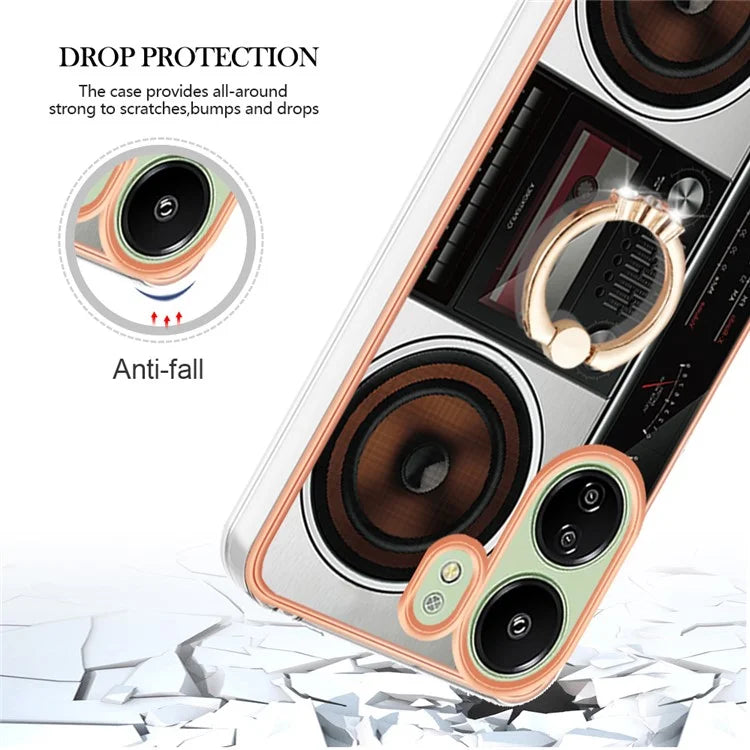 YB IMD Series-20 for Xiaomi Redmi 13C 4G / 13C 5G / 13R 5G / Poco M6 5G / Poco C65 4G TPU Back Case Ring Kickstand 2.0mm Cover