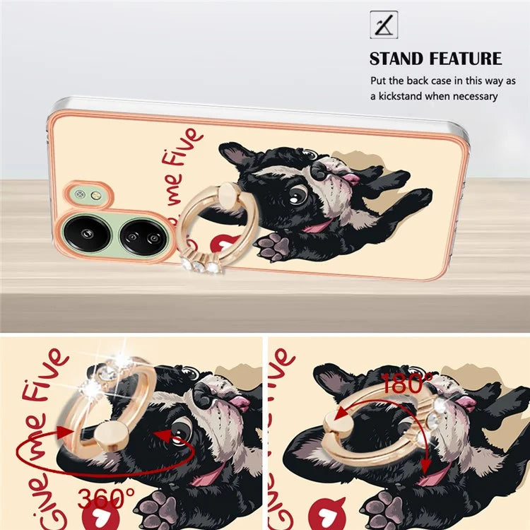 YB IMD Series-20 for Xiaomi Redmi 13C 4G / 13C 5G / 13R 5G / Poco M6 5G / Poco C65 4G TPU Back Case Ring Kickstand 2.0mm Cover