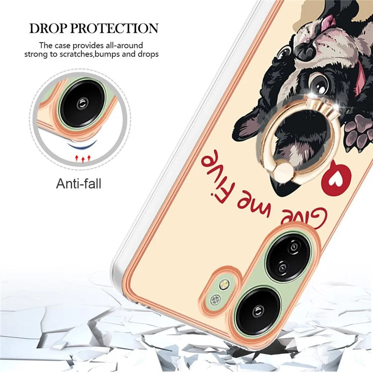 YB IMD Series-20 for Xiaomi Redmi 13C 4G / 13C 5G / 13R 5G / Poco M6 5G / Poco C65 4G TPU Back Case Ring Kickstand 2.0mm Cover