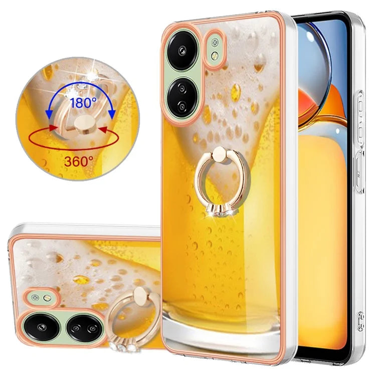 YB IMD Series-20 for Xiaomi Redmi 13C 4G / 13C 5G / 13R 5G / Poco M6 5G / Poco C65 4G TPU Back Case Ring Kickstand 2.0mm Cover