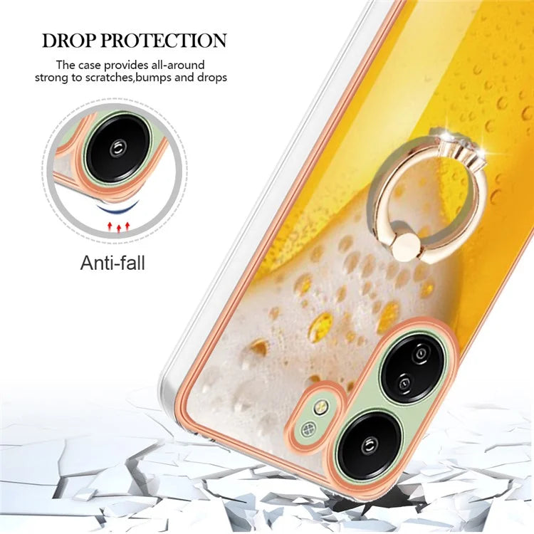 YB IMD Series-20 for Xiaomi Redmi 13C 4G / 13C 5G / 13R 5G / Poco M6 5G / Poco C65 4G TPU Back Case Ring Kickstand 2.0mm Cover