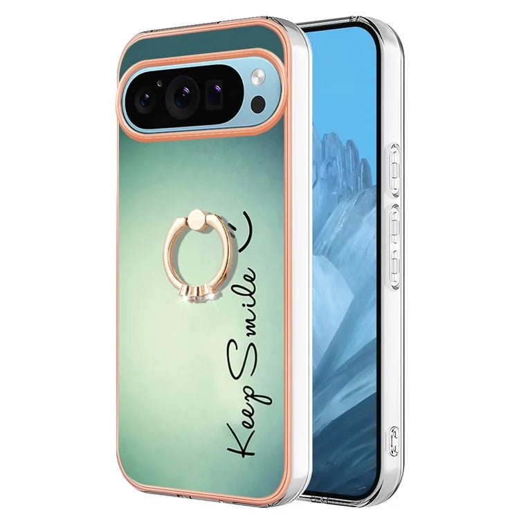 YB IMD Series-20 Style D for Google Pixel 9 / Pixel 9 Pro Case Electroplating 2.0mm TPU Protective Shell with Kickstand