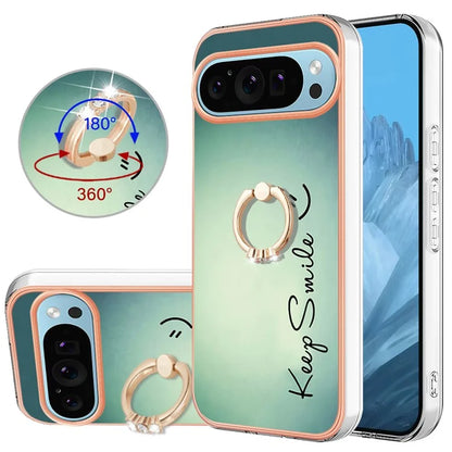 YB IMD Series-20 Style D for Google Pixel 9 / Pixel 9 Pro Case Electroplating 2.0mm TPU Protective Shell with Kickstand