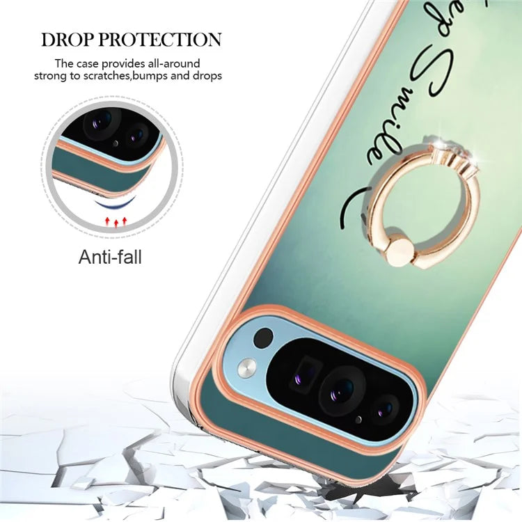 YB IMD Series-20 Style D for Google Pixel 9 / Pixel 9 Pro Case Electroplating 2.0mm TPU Protective Shell with Kickstand